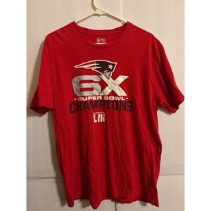 New England Patriots NFL Pro Line Fanatics Red 6X Super Bowl Champions Shirt L